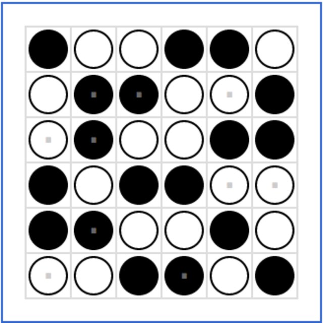 A solved *Binairo* puzzle