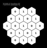 A solved radius-4 HEXBUS puzzle